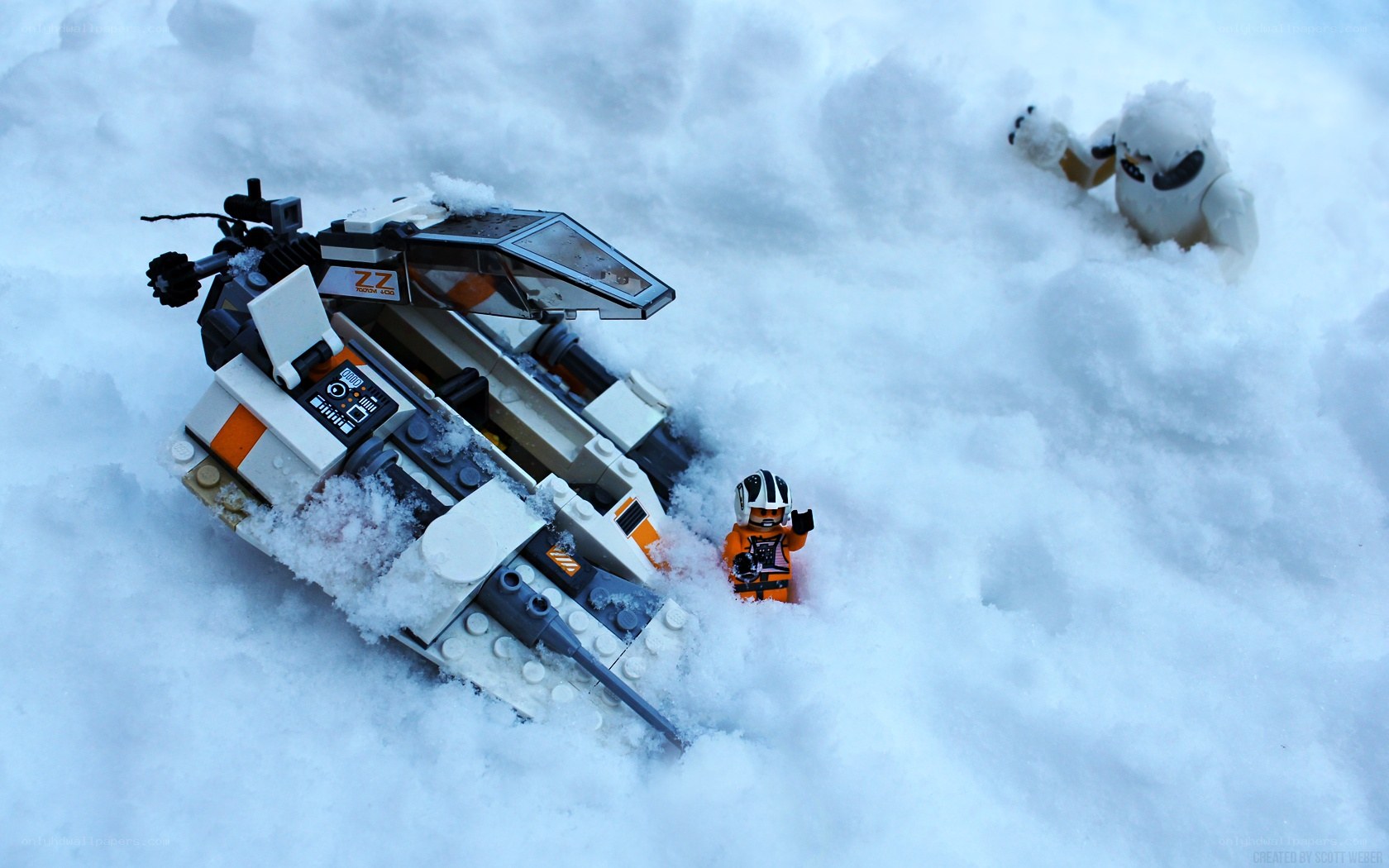 Lego snowspeeder in snow