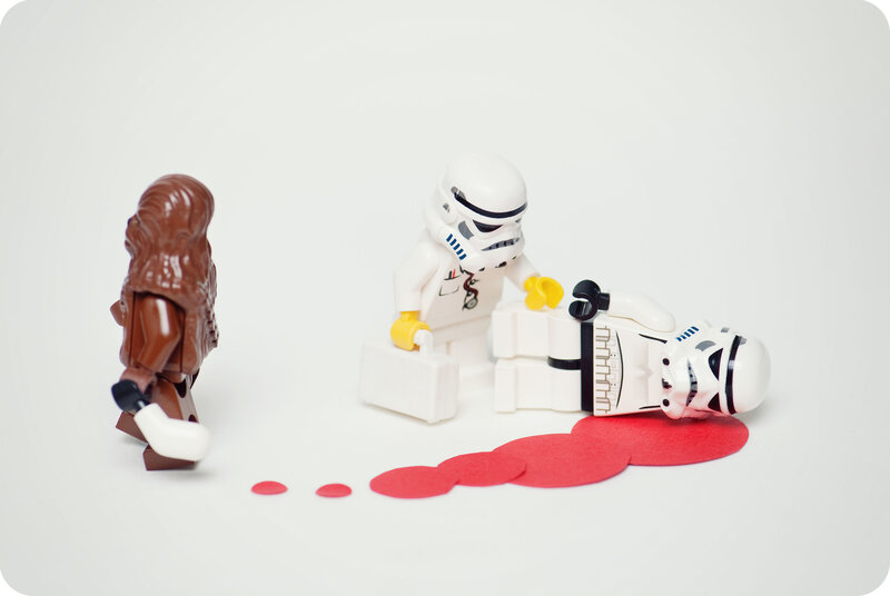 Lego Star Wars scene with blood