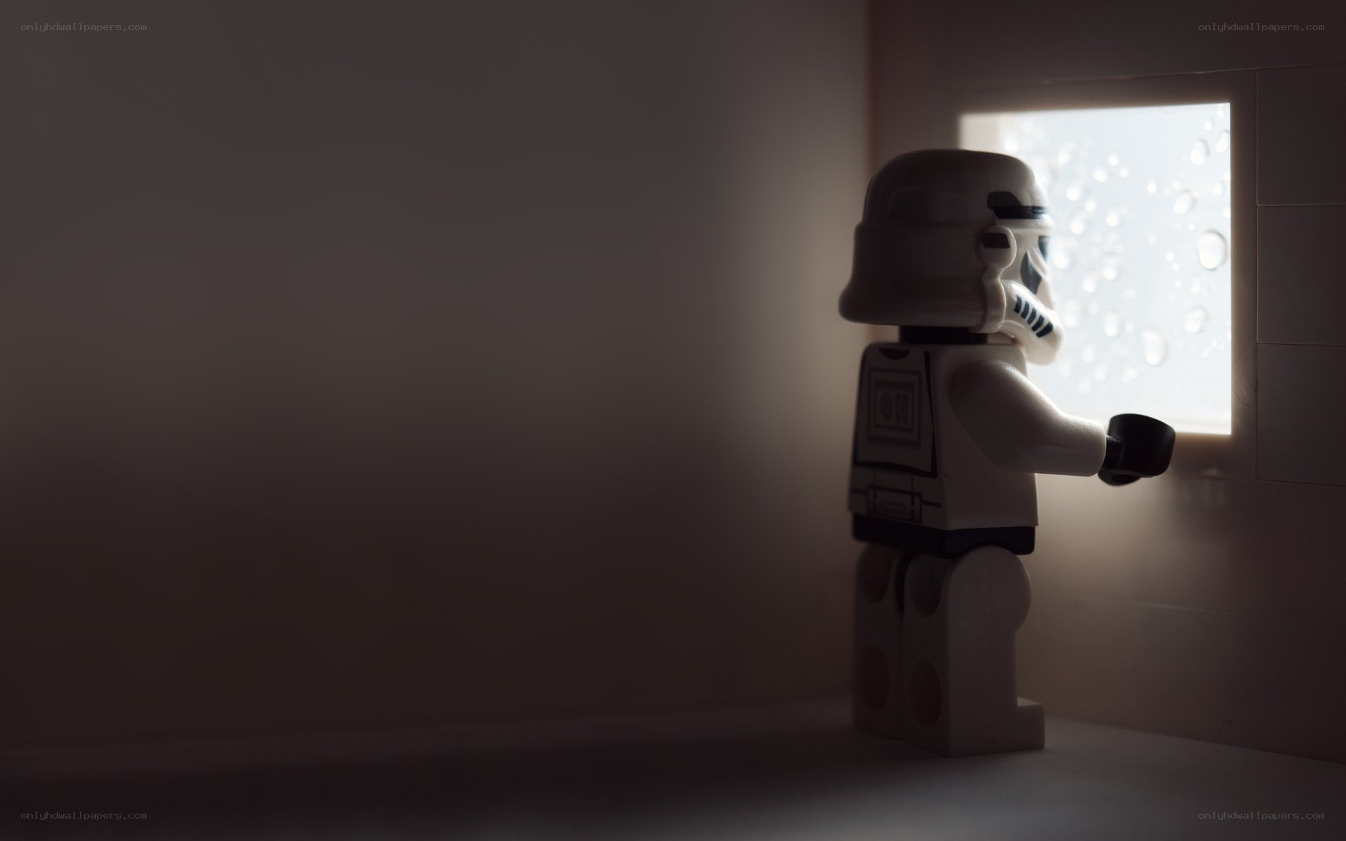 Lego stormtrooper at window