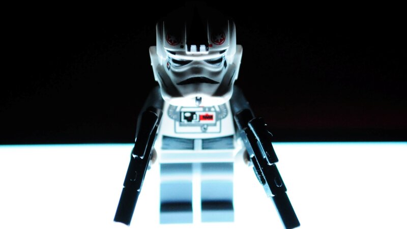 LEGO Stormtrooper Minifigure — White, Dramatic, Photograph