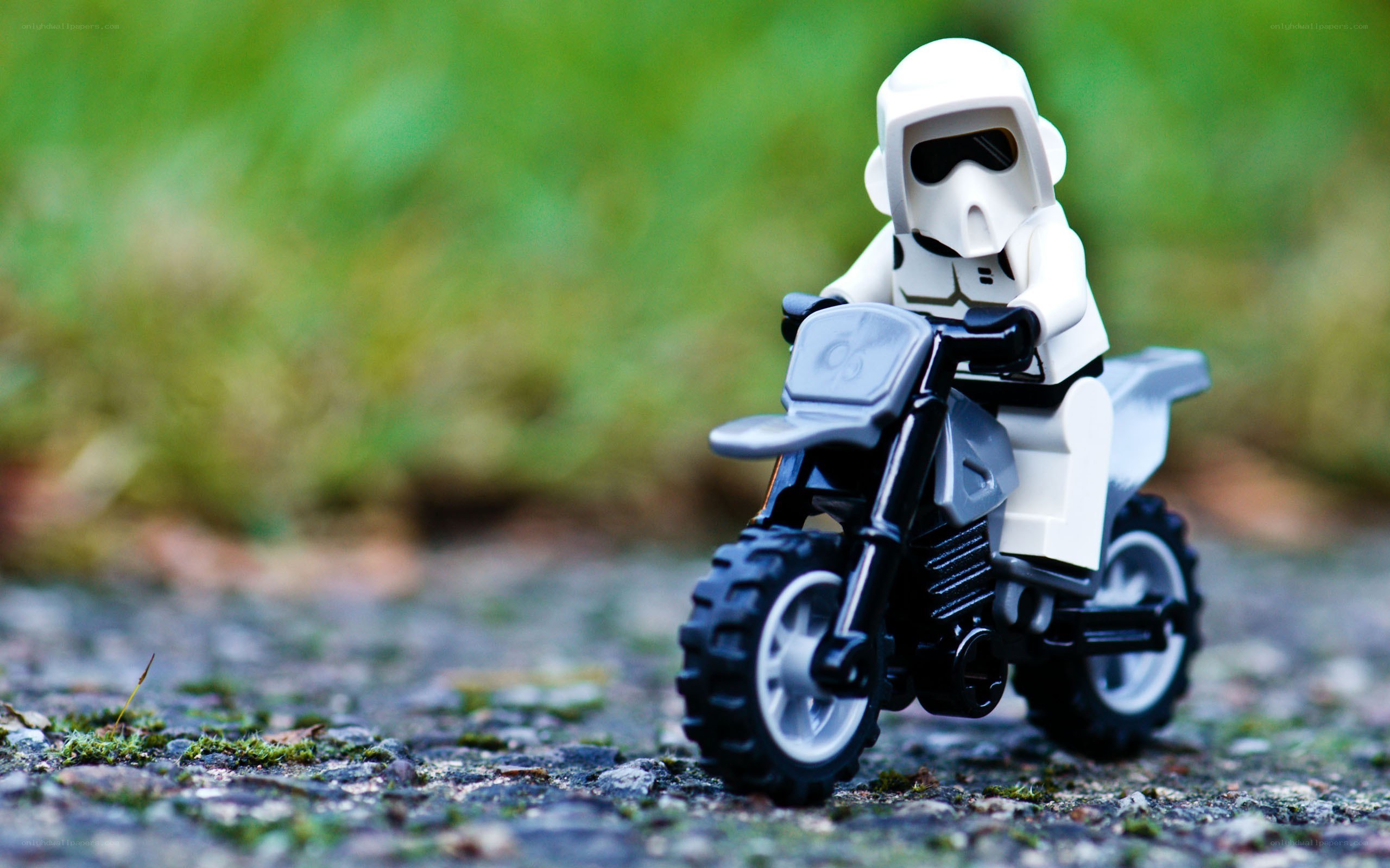 Lego stormtrooper on motorcycle