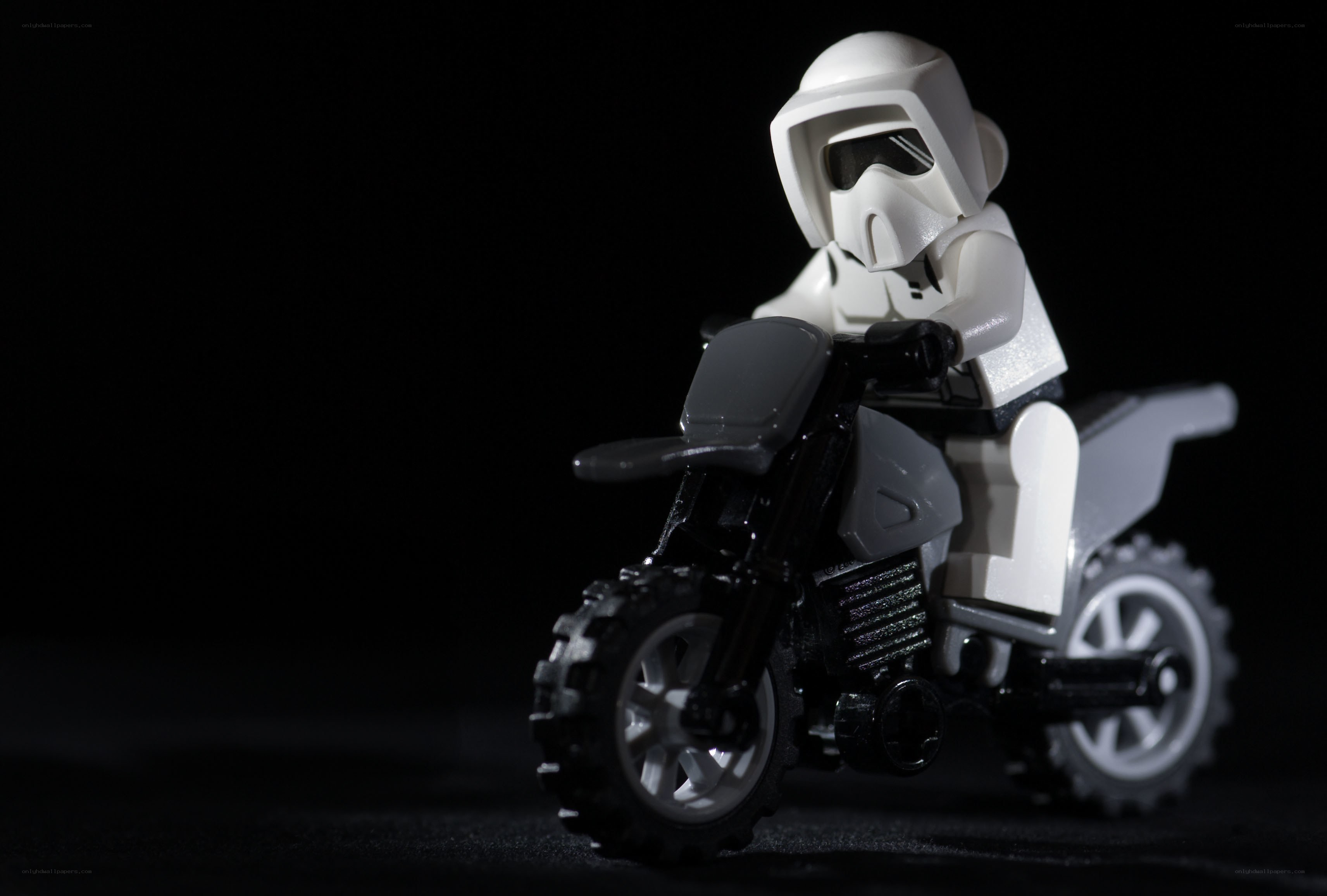 Lego stormtrooper on motorcycle