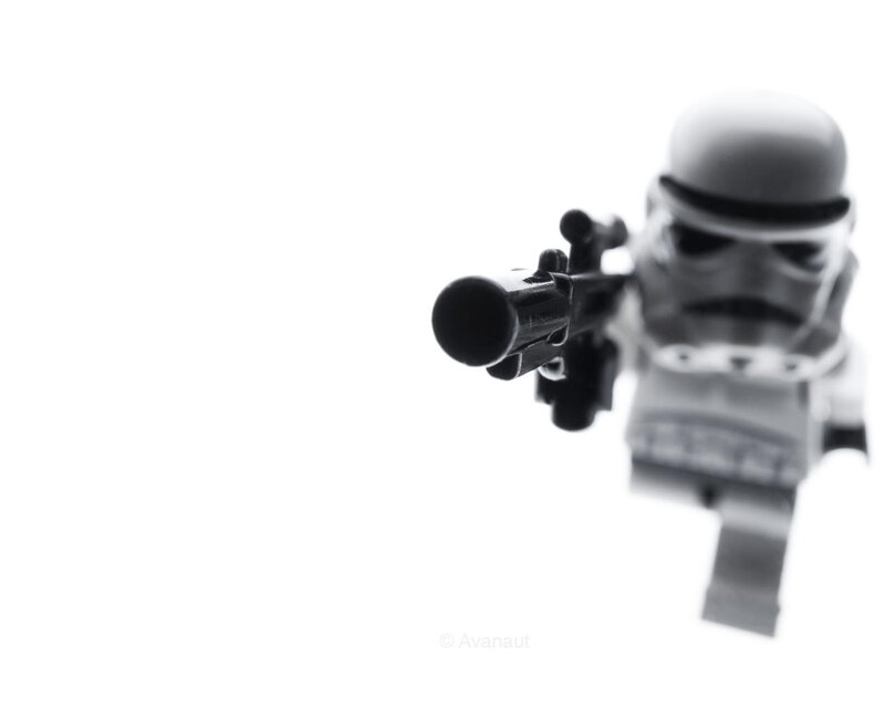 Lego stormtrooper with blaster