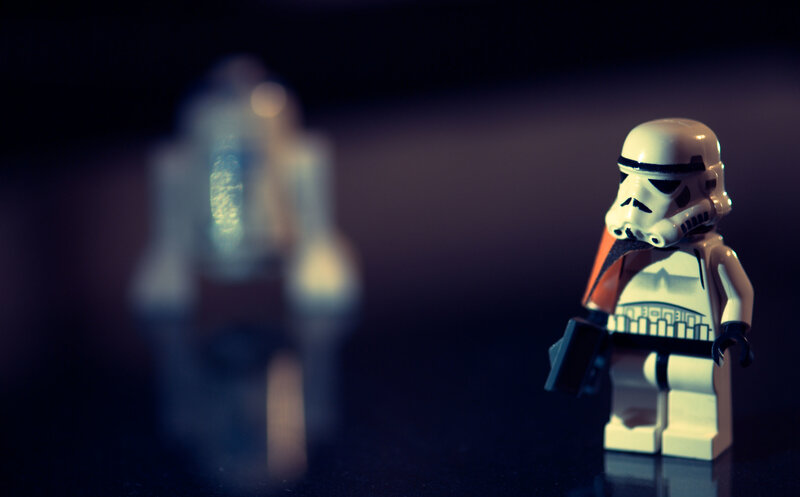 Lego stormtrooper with blaster