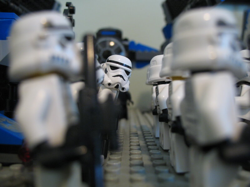 Lego stormtroopers in formation