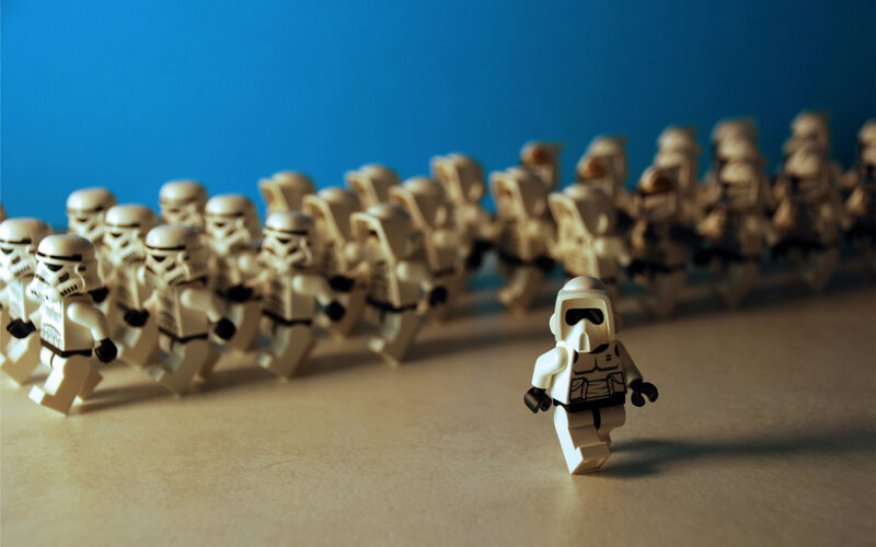 Lego stormtroopers marching
