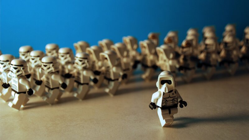 Lego stormtroopers marching