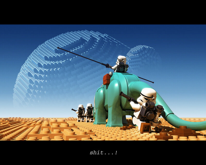 Lego stormtroopers on a desert planet