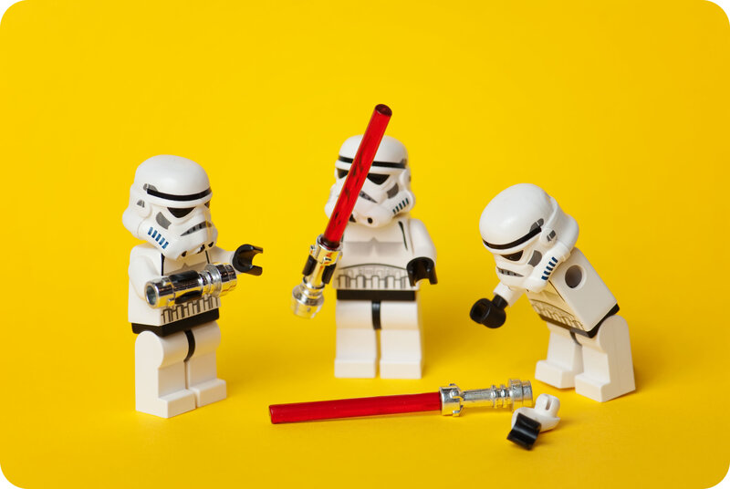 Lego stormtroopers with lightsabers