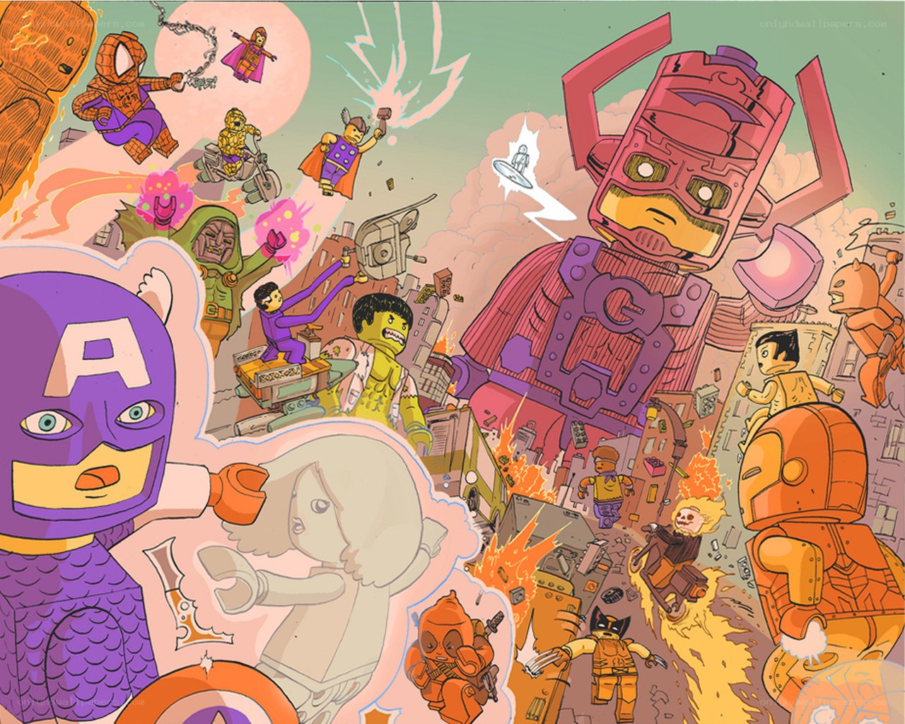 Lego superheroes in battle