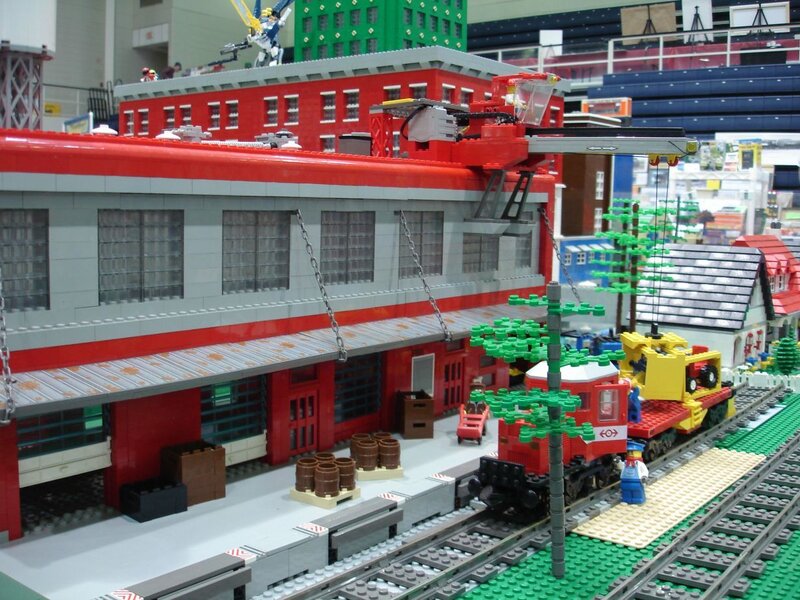 Lego train station display