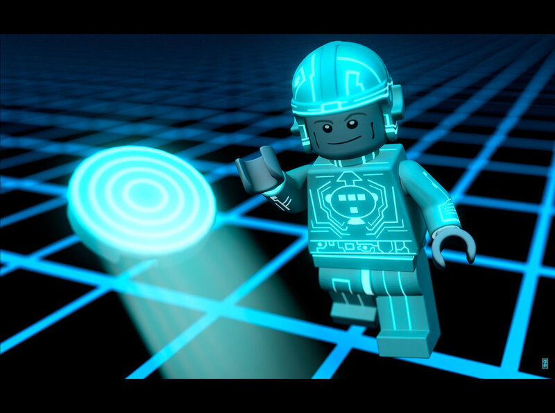 Lego Tron character on grid