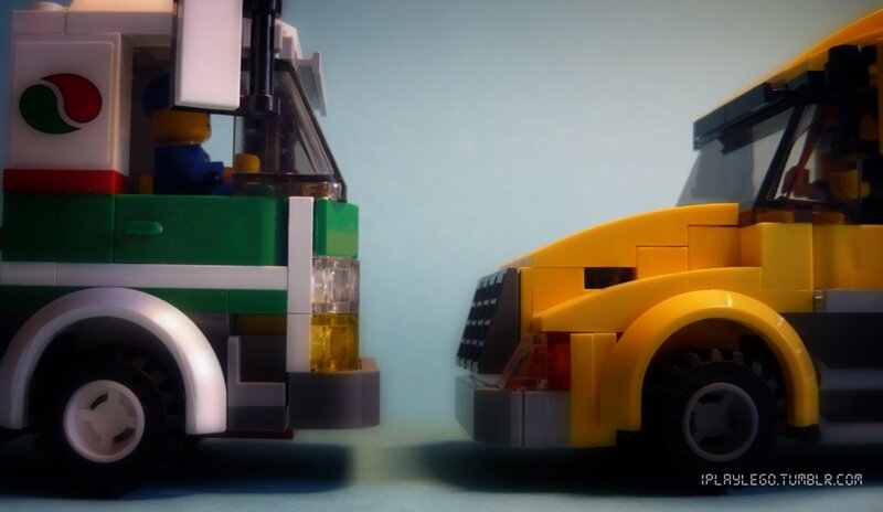 Lego trucks facing off