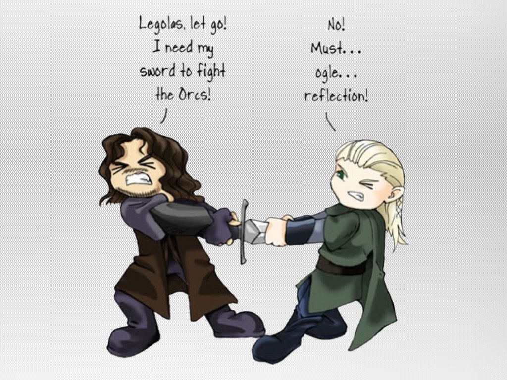 Legolas and Gimli sword fight
