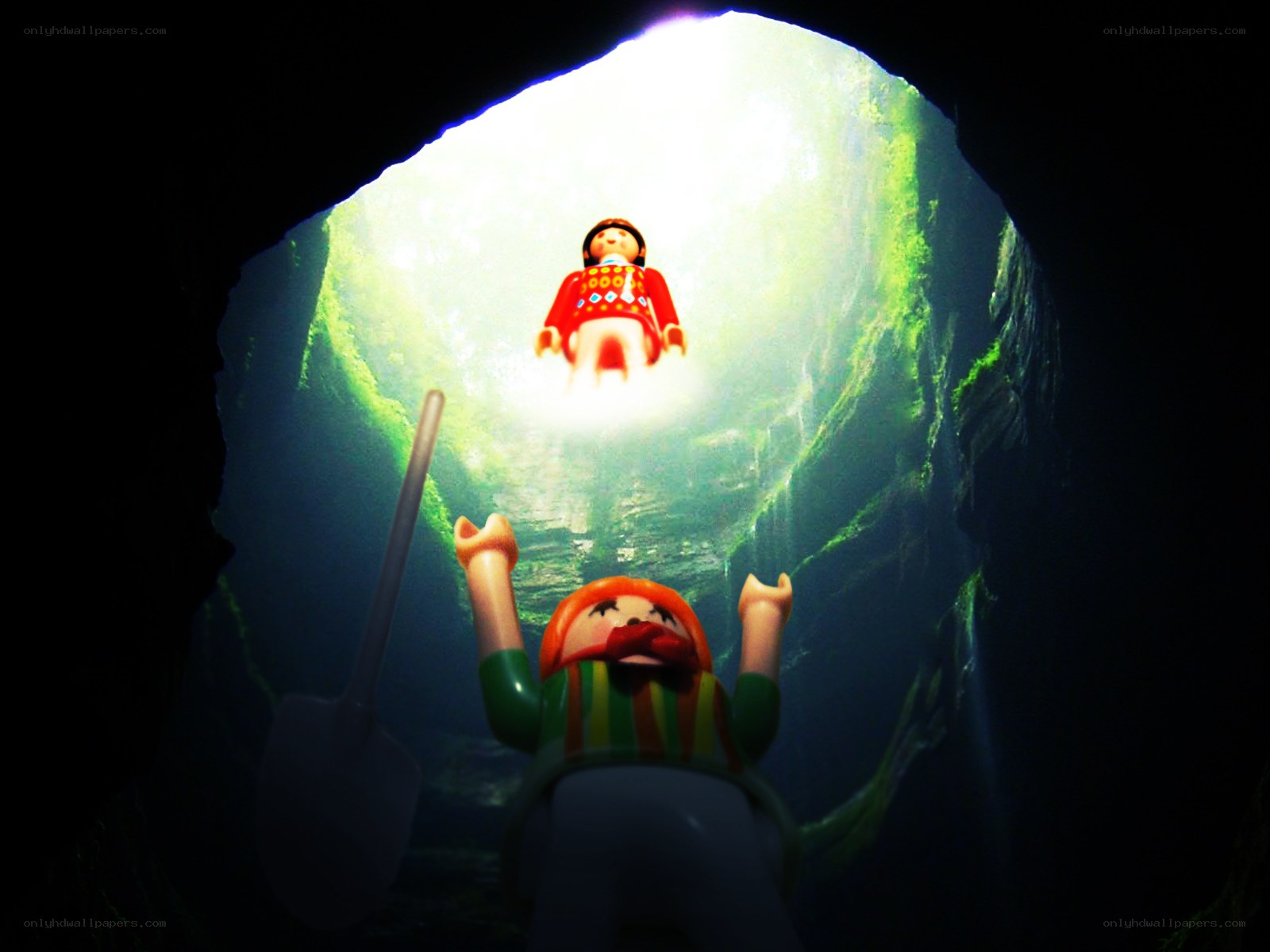 Legos in a cave tunnel