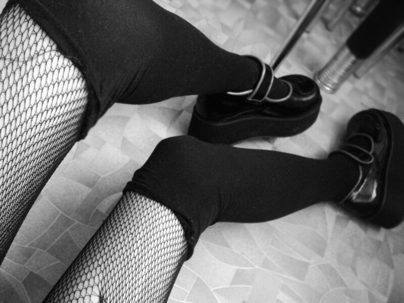 Legs in Fishnet Stockings — Black, Neutral, Photograph, Fishnet Stockings