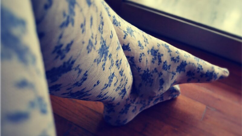 Legs in Floral Tights — Blue