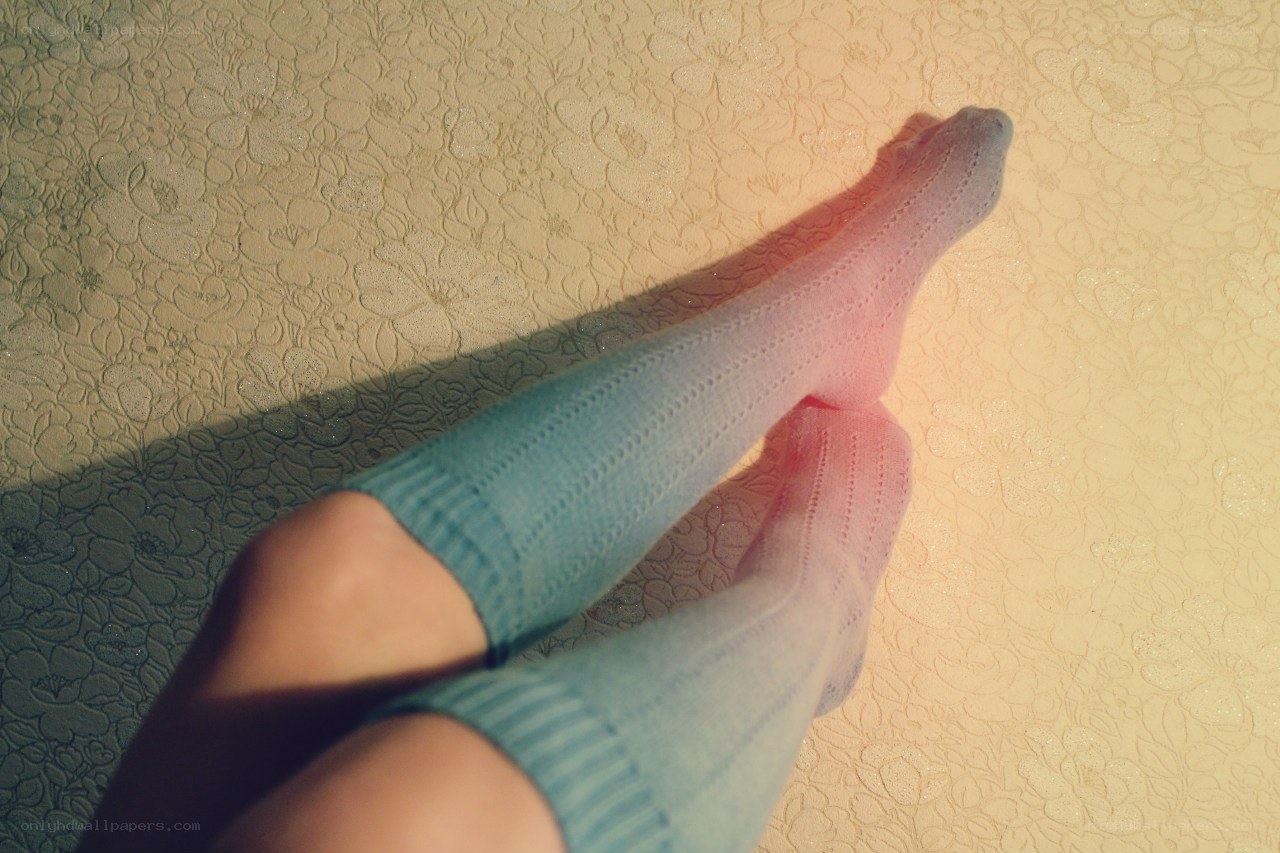 Legs in pastel socks
