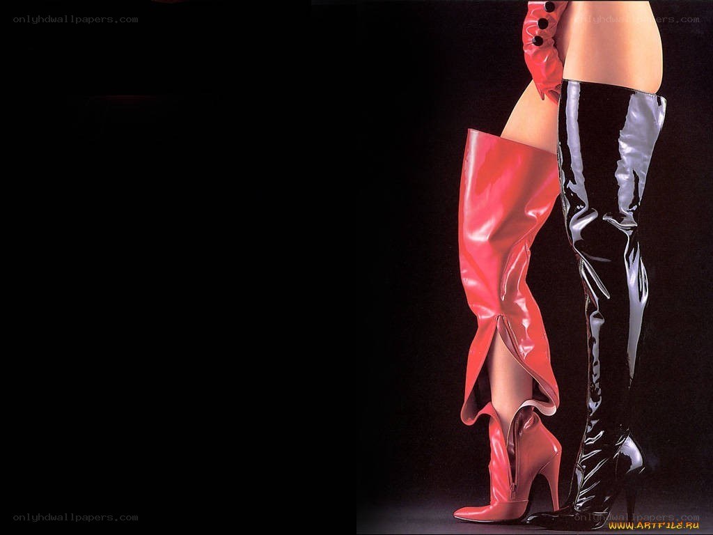 Legs in red and black boots
