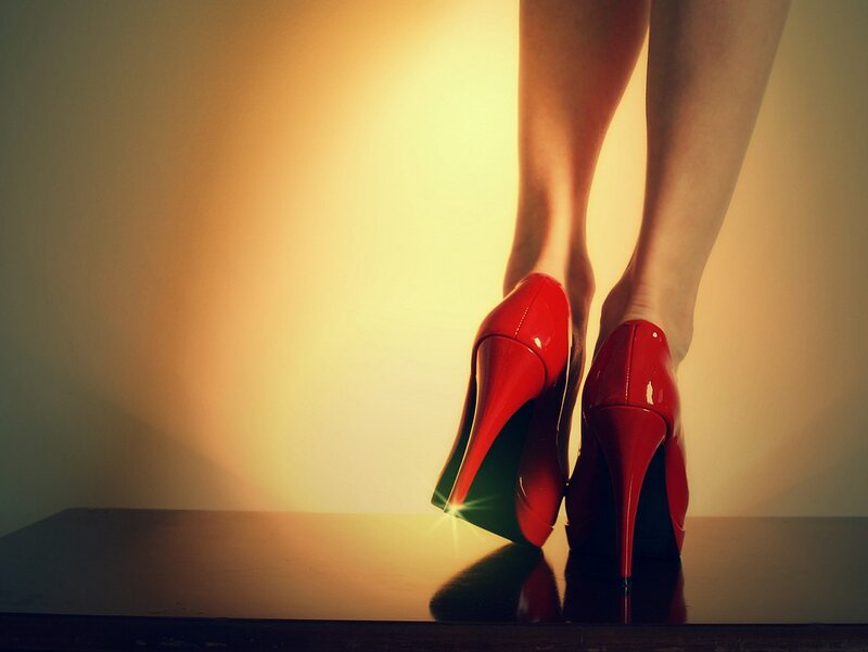 Legs in Red High Heels — Dramatic