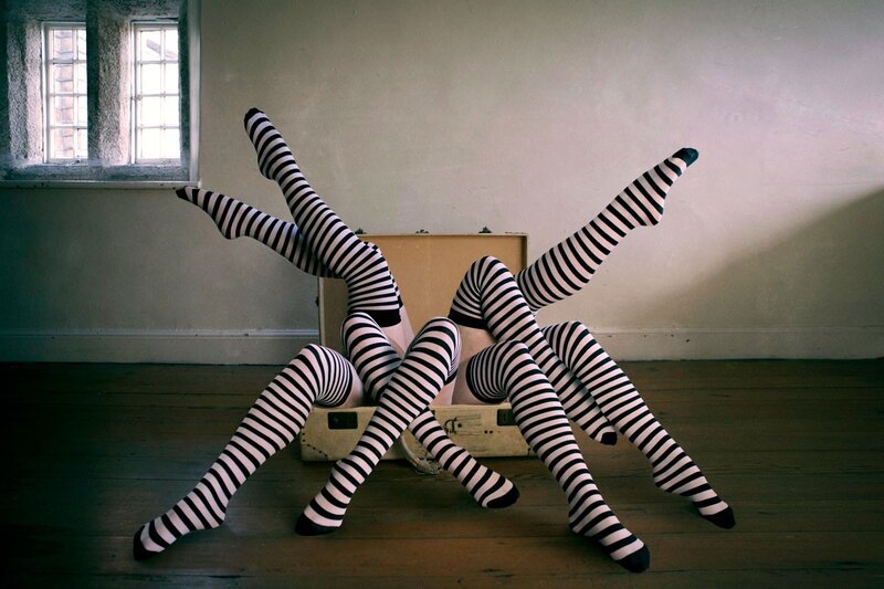 Legs in striped stockings