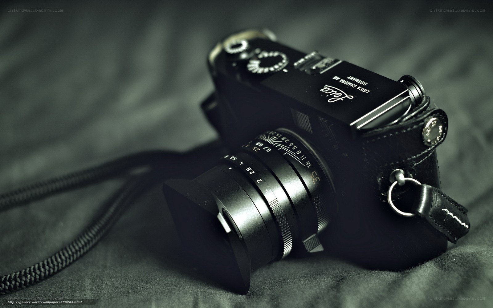 Leica camera on fabric