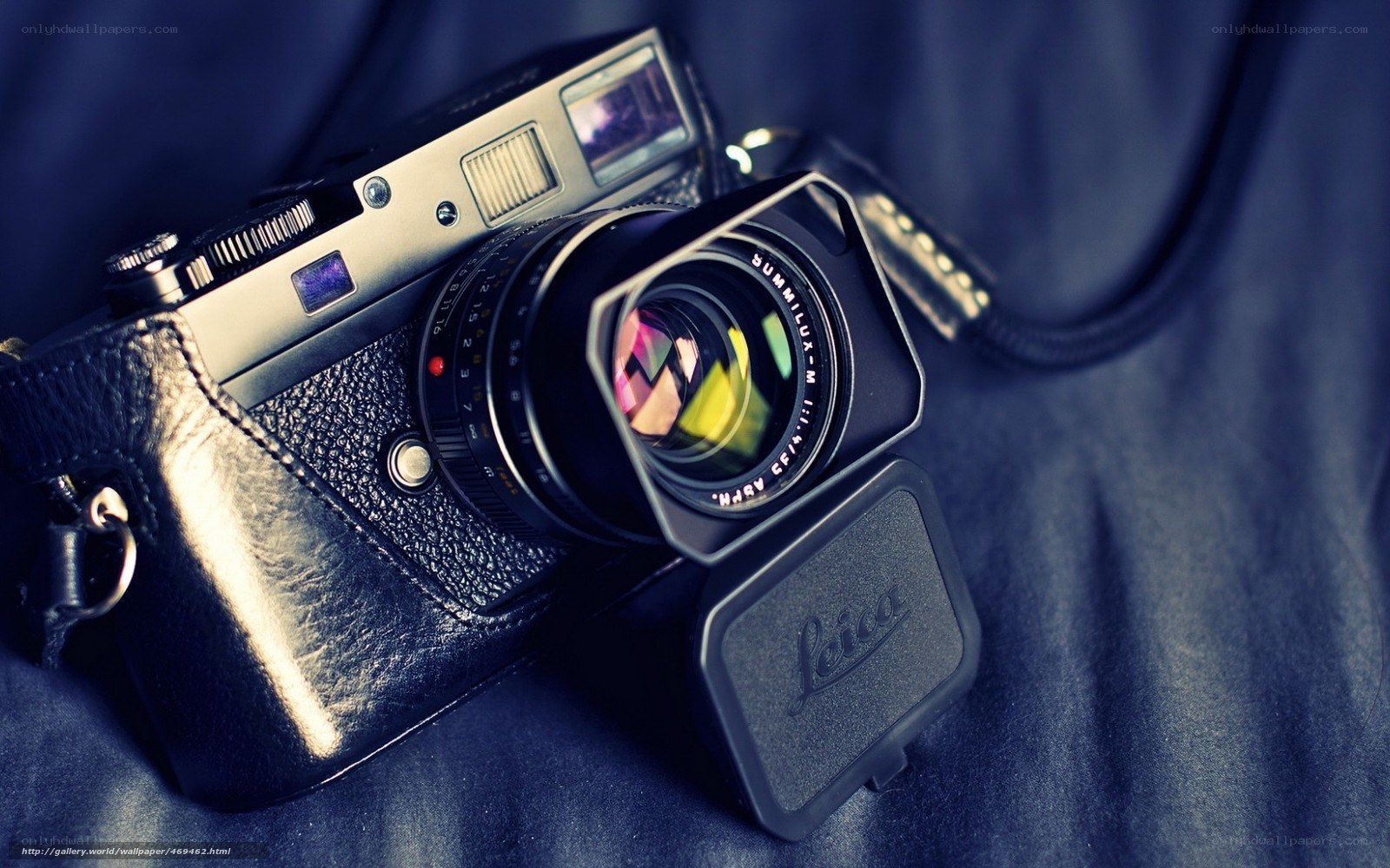 Leica camera with lens hood