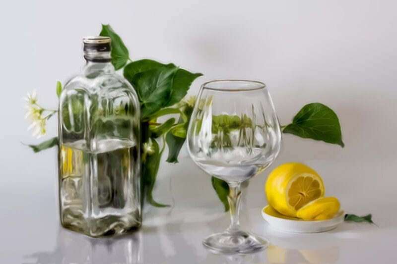 Lemon and Glass Bottle
