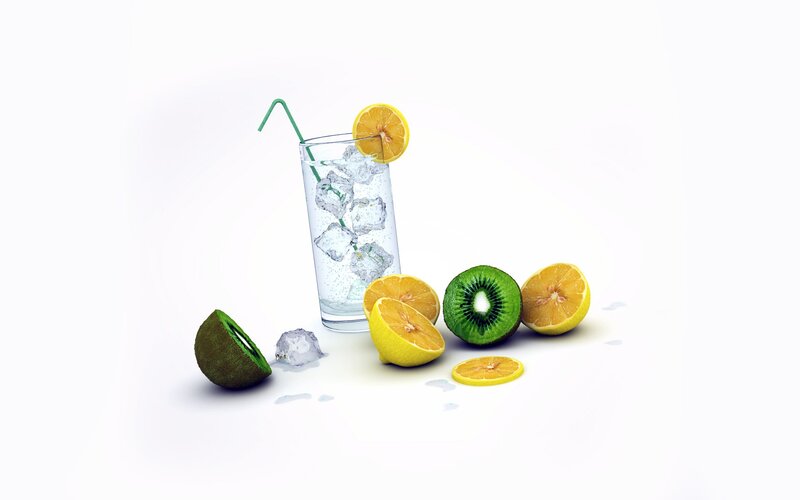 Lemon and Kiwi Drink — White, Clean