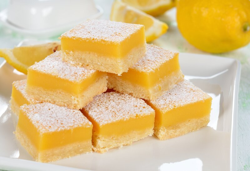 Lemon Bars on Plate — Yellow