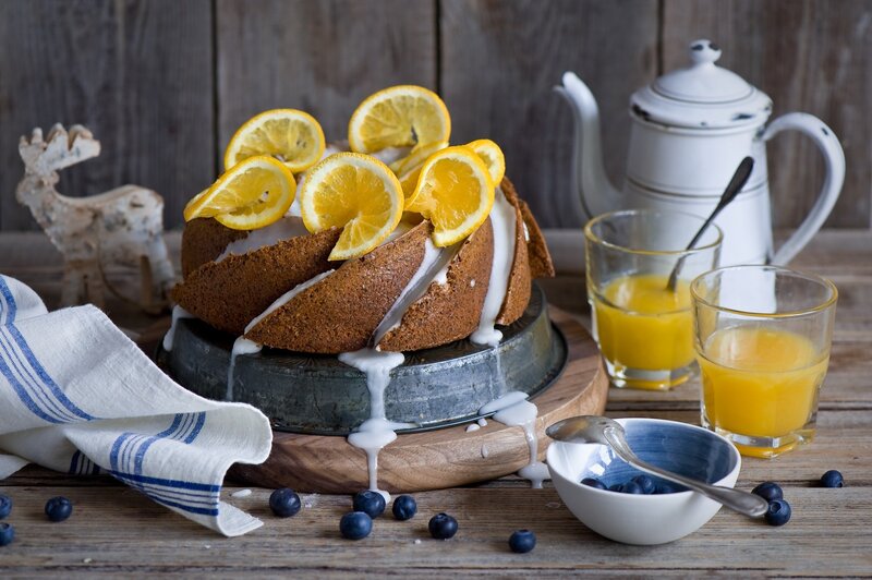 Lemon Cake with Orange Slices