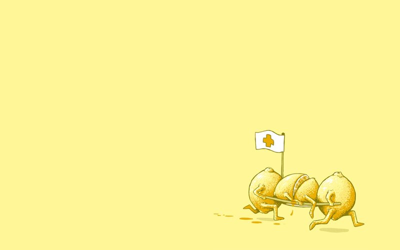 Lemon Characters Carrying Flag — Yellow