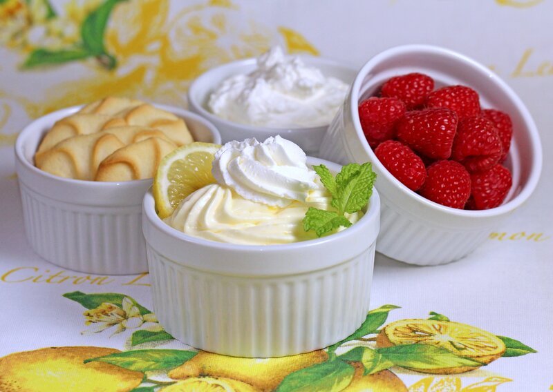 Lemon dessert with berries