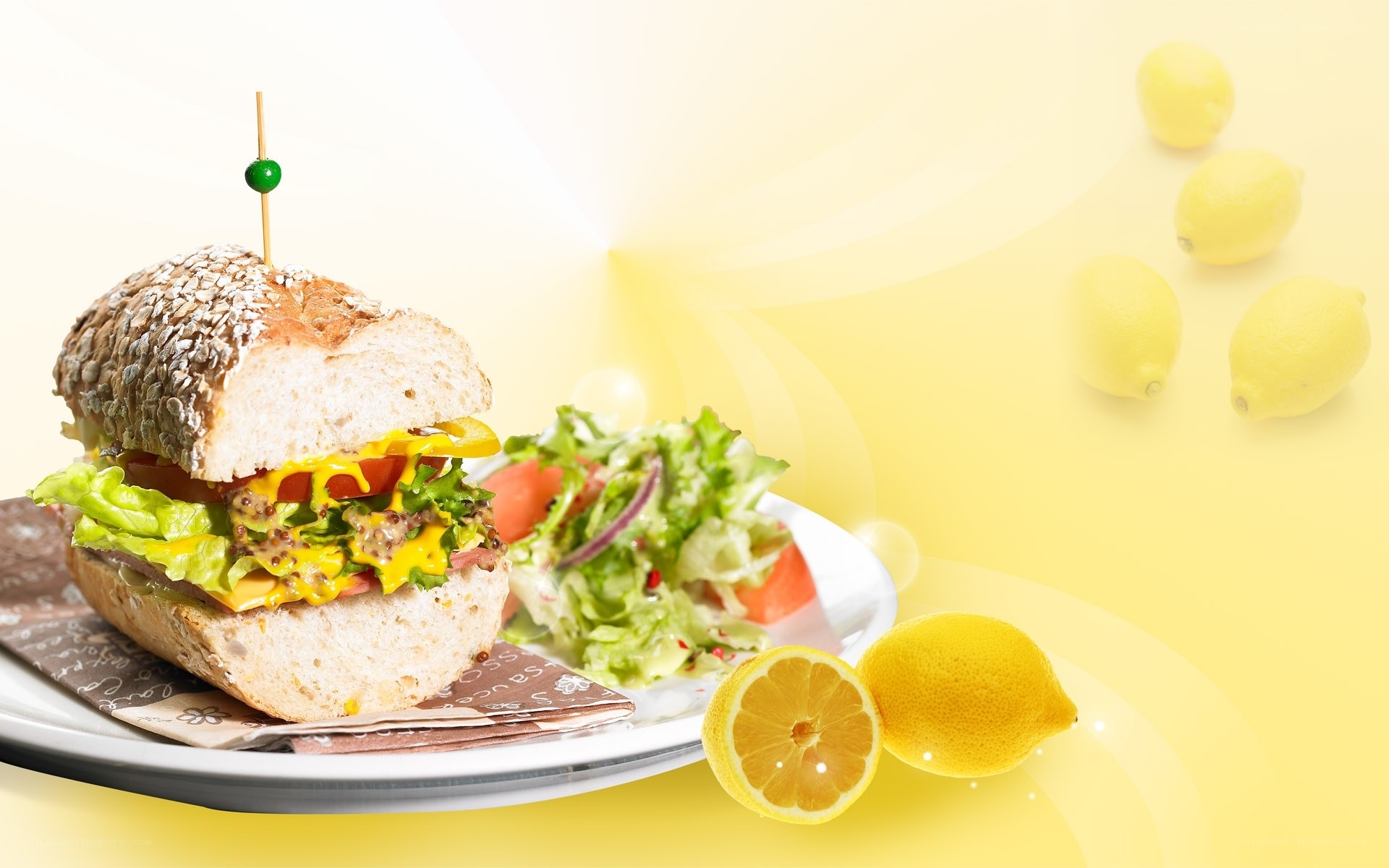 lemon sandwich with salad