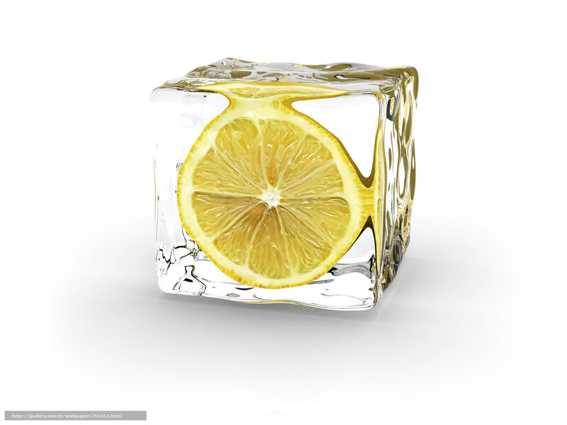 lemon slice in ice cube