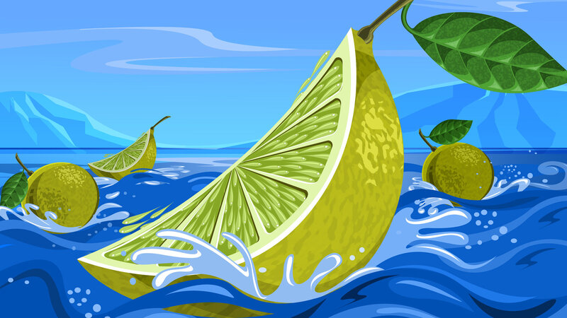 Lemon Slice in Water — Blue