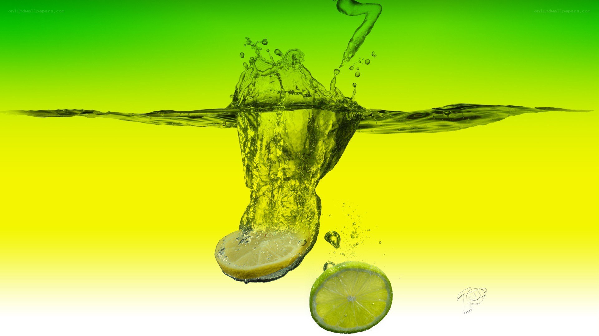 lemon slice splashing in water