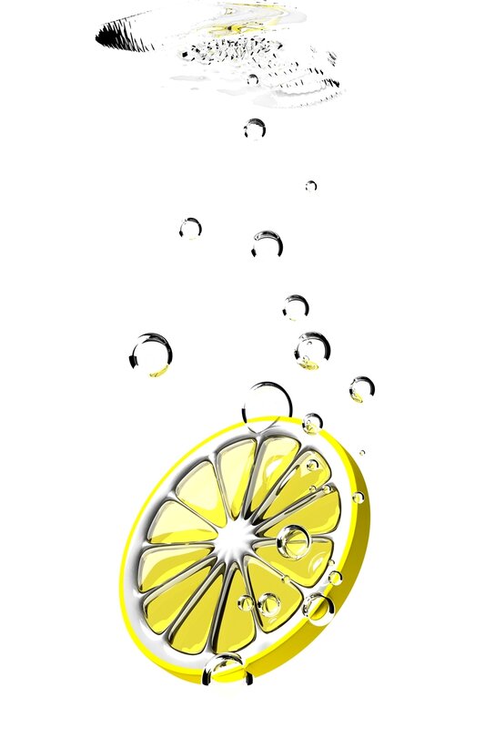 lemon slice with bubbles