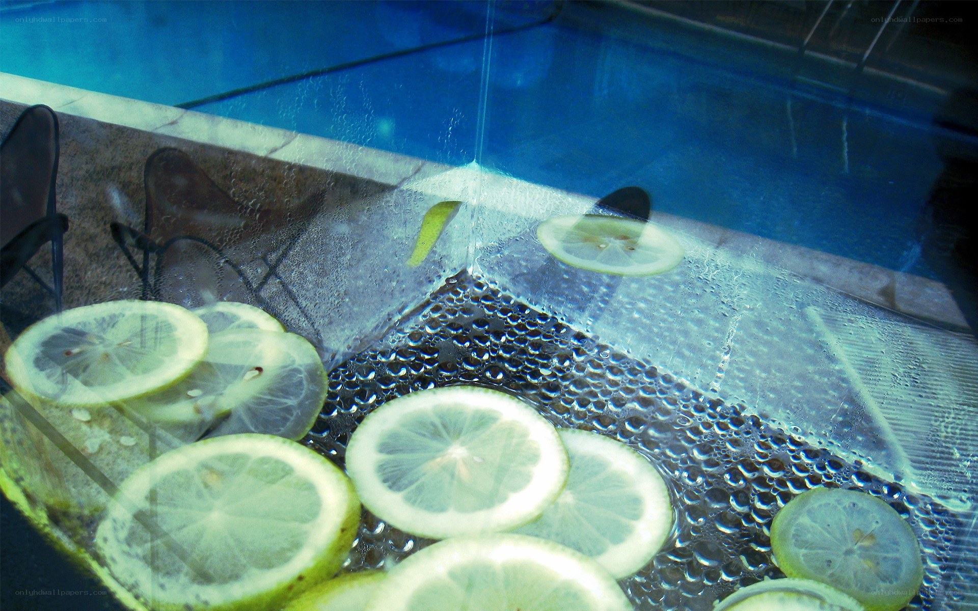 lemon slices in a glass container