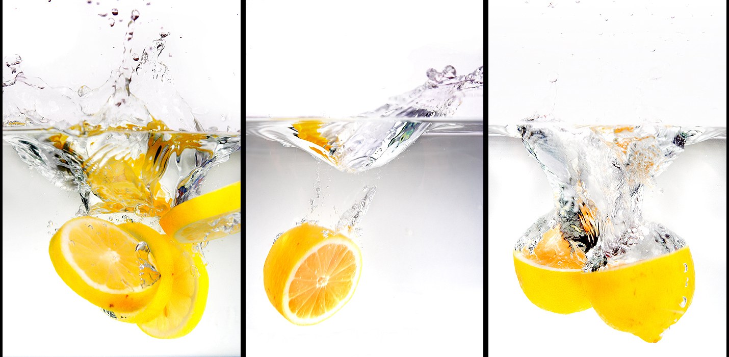 lemon splashing in water
