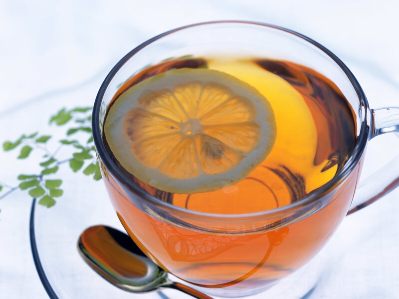 lemon tea in a glass cup