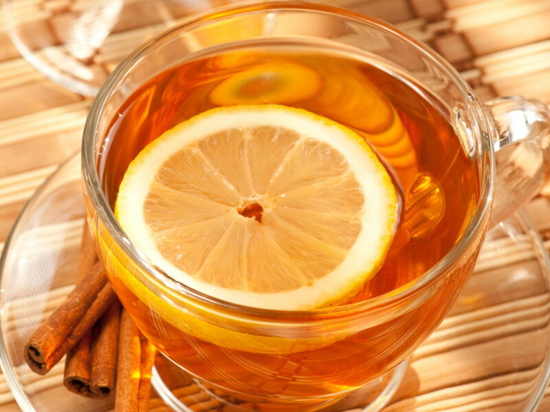 Lemon Tea in Glass Cup