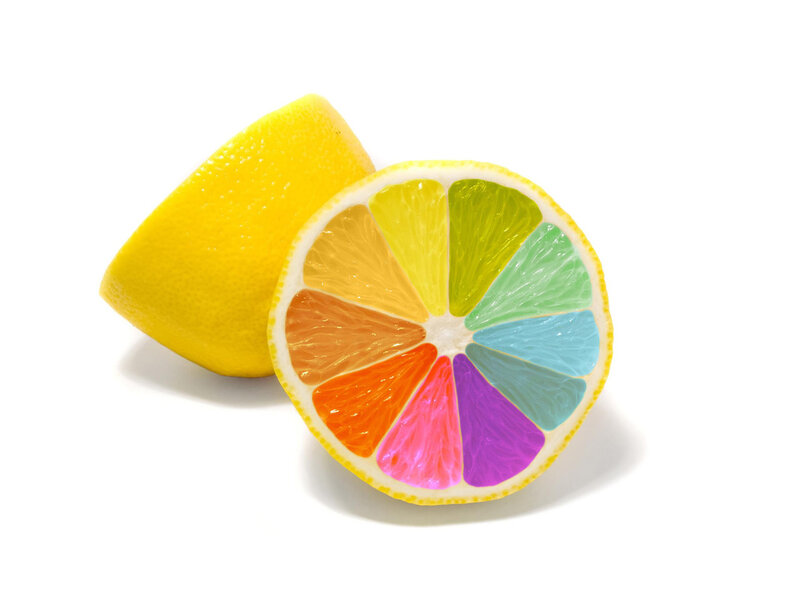 Lemon with Rainbow Segments
