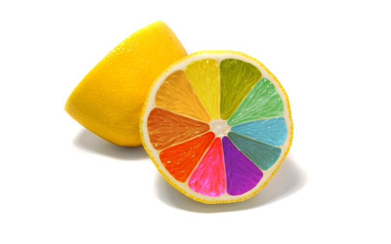 Lemon with Rainbow Segments — Yellow