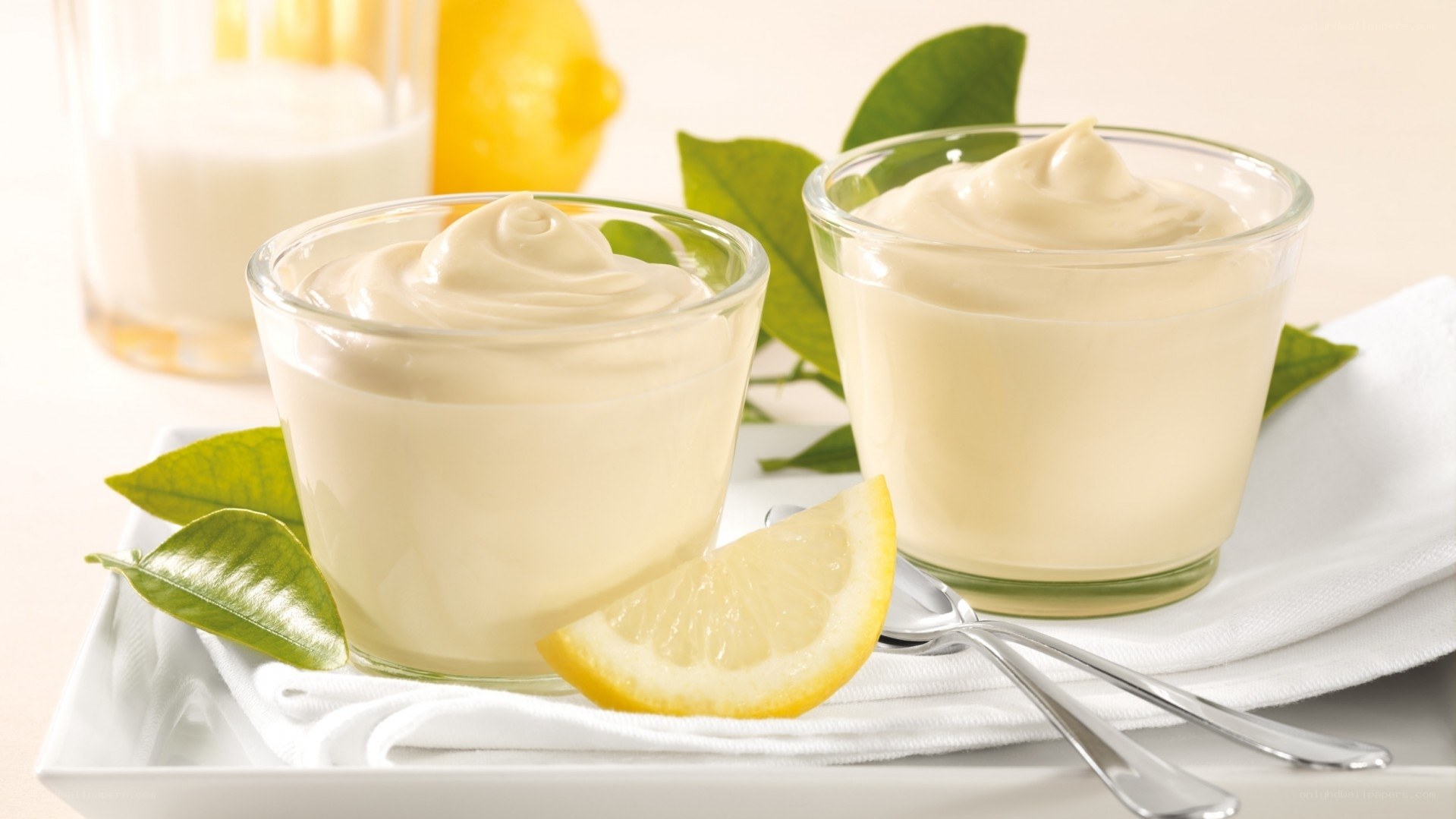 lemon yogurt in glass cups
