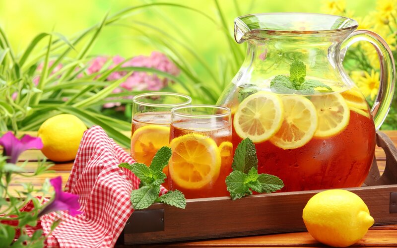 Lemonade in Pitcher — Yellow, Refreshing, Summer, Photograph, Lemons, Mint