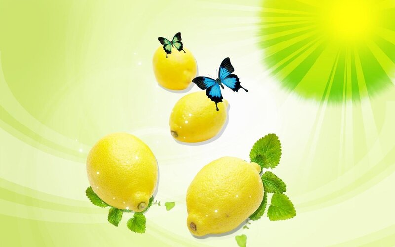lemons and butterflies in sun
