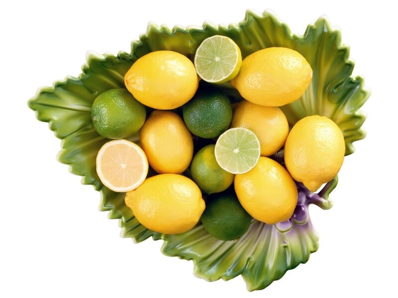 Lemons and Limes in Bowl — Yellow, Fresh, Photograph