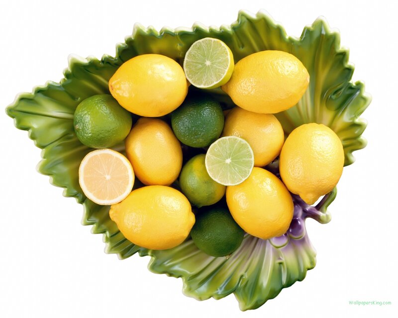 Lemons and Limes in Bowl — Yellow, Fresh