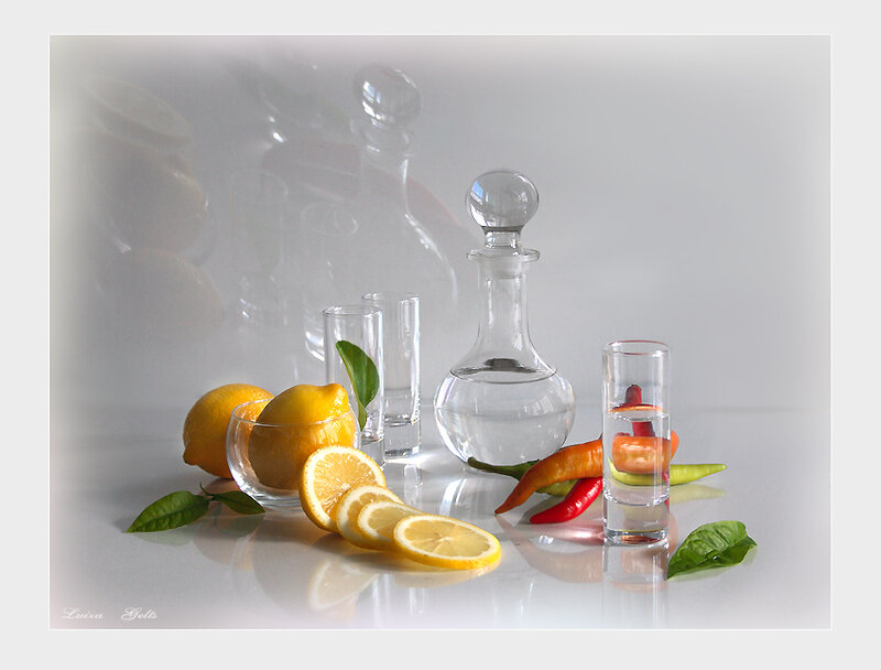 Lemons and Peppers on Table